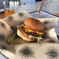 DELICIOUS burger!  at The Belmont Fermentorium - Modern Times Beer in Portland