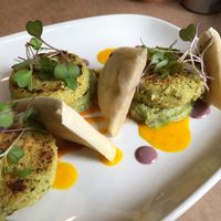 Chocho falafel made out of a local grain instead of chickpeas. at De La Llama in Quito