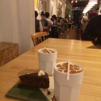 Chais and banana-chocolate cake at Cosmo in Barcelona