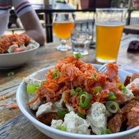 Poutine au kimchi! at La Souche in Quebec