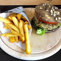 Vegan Quinoa Burger at Yama Restaurant Alte Post in Davos