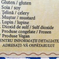 Allergens/menu clearly labelled at Casa Veche in Cluj-napoca