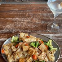 Phad See Eiw and Lychee martini  at Isarn Thai Soul Kitchen in Lynnwood