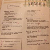 veg menu at Isarn Thai Soul Kitchen in Lynnwood