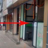 outside at Om's Veg Momo in Kathmandu