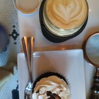 Absolutely delicious pumpkin spice coffee and gluten-free muffin at Amateur Coffee in Omaha