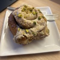 Pistachio cinnamon rollls  at Amateur Coffee in Omaha