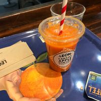 Carrot apple and ginger smoothie at LEON in Birmingham