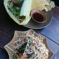 Starters - papaya salad and savory pancake at SORA - Vietnamese Vegan Cuisine in Berlin