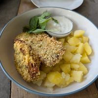 Wild mushroom schnitzel 🤤 at Roots in Trencin