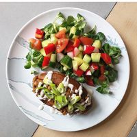 Sweet potato with lentil filling with veggie salad at Roots in Trencin