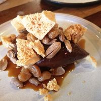 Chocolate ganache dessert with caramel, honeycomb, raisins and nuts at Root in Bristol