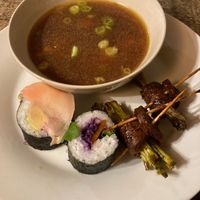 Starter - sushi and miso soup at Rockaway Cafe in Temple Cloud