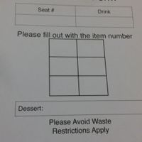 sushi order sheet at Sushi Factory in Melbourne