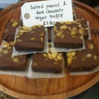 Salted peanut and dark chocolate vegan truffle at Milk in Edinburgh