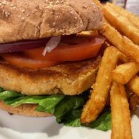 Veggie burger  at City Limits Brewing in Wallace