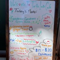 Menu - changes each time   at Turtle Lake Refuge in Durango