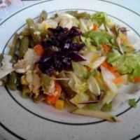 Salad option #3: half of the mixed salad and half of the cooked vegetable salad at Vegetariano in Bilbao