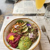 Flower power bowl and Bellini  at Nicolau Lisboa in Lisbon