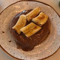 Oat meal and banana vegan pancake at Nicolau Lisboa in Lisbon