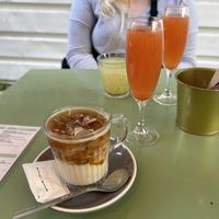 Almond milk iced coffee and rossini cocktails   at Nicolau Lisboa in Lisbon