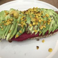 Avo and beet hummus toast at Nicolau Lisboa in Lisbon
