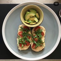Hummus tomato toast  at Baobab Juice & Smoothie Bar in Port Elizabeth