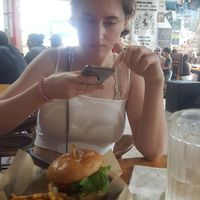 Vegan burger fries HUMMUS pita boiled peanuts at Dunedin Brewery in Dunedin