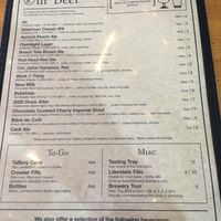 Menu at Dunedin Brewery in Dunedin