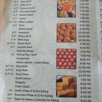 Sweets menu at Anand Sweets in Leeds