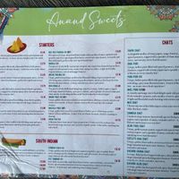 menu 2 at Anand Sweets in Leeds