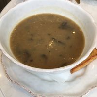 Soupe du jour (1/2 portion): pommes de terre et champignons  at Sorelle and Co. in Toronto