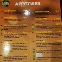 Appetiser menu ~ June 2018 at Thai Chef's Restaurant in New Plymouth