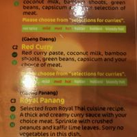 Curry menu ~ June 2018 at Thai Chef's Restaurant in New Plymouth