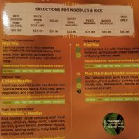 Noodles & Rice menu ~ June 2018 at Thai Chef's Restaurant in New Plymouth