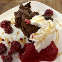 Chocolate and raspberry brownie at Amrutha Lounge - Earlsfield in South West London