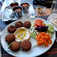 Falafel with hummus at Amon in Bruges