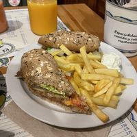 Vegan menu (seitan burger and fries)  at El Limon in Tenerife