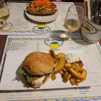 Canarian Burger with fries. at El Limon in Tenerife