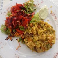 Seitan rice stir fry at El Limon in Tenerife