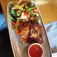 Reiberdatschi with vegetables at Park Cafe in Traunstein