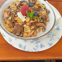 Vegan granola with oatmilk at Park Cafe in Traunstein