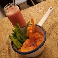 Hummus and tomato juice at NicPic in Malaga