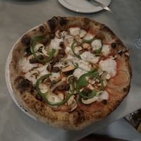 vegetarian pizza with vegan cheese   at Pizzeria Libretto in Toronto
