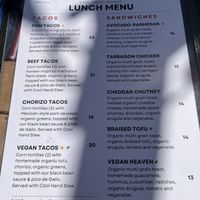 Anything marked with a green leaf is vegan. Anything on the menu can also be made gluten free.  at Cool Hand of a Girl in Toronto