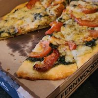 Vegan Pesto Caprese at Fernwood Pizza Company in Victoria