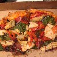 Vegan version of the Artichoke with Cultured Nut Cheese at Fernwood Pizza Company in Victoria