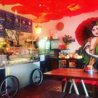 The view from my corner table at Foxy Luus in Byron Bay