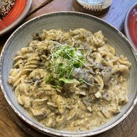 Alfredo Pasta at  PLANT GOSSIP - powered by OrVeganic Kitchen in Coeur D Alene