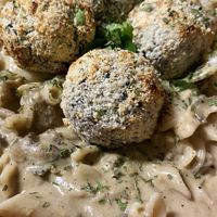 Alfredo & Burger Balls  at  PLANT GOSSIP - powered by OrVeganic Kitchen in Coeur D Alene